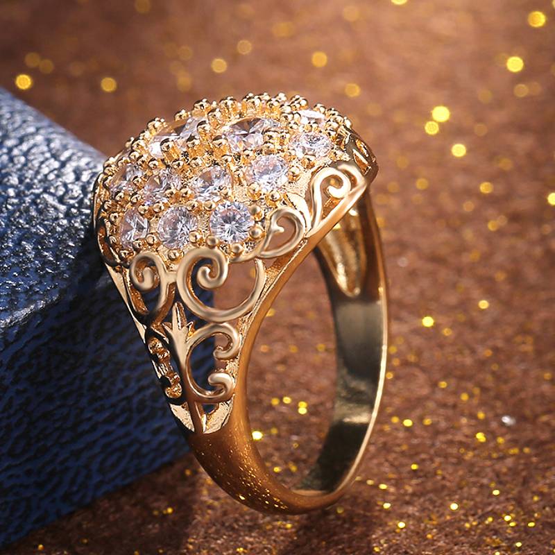 

Huitan Full Sparkling CZ Women Ring Romantic Gold Color Wedding Luxury Lady Accessories Trendy Party Anniversary Zircon Gift 10