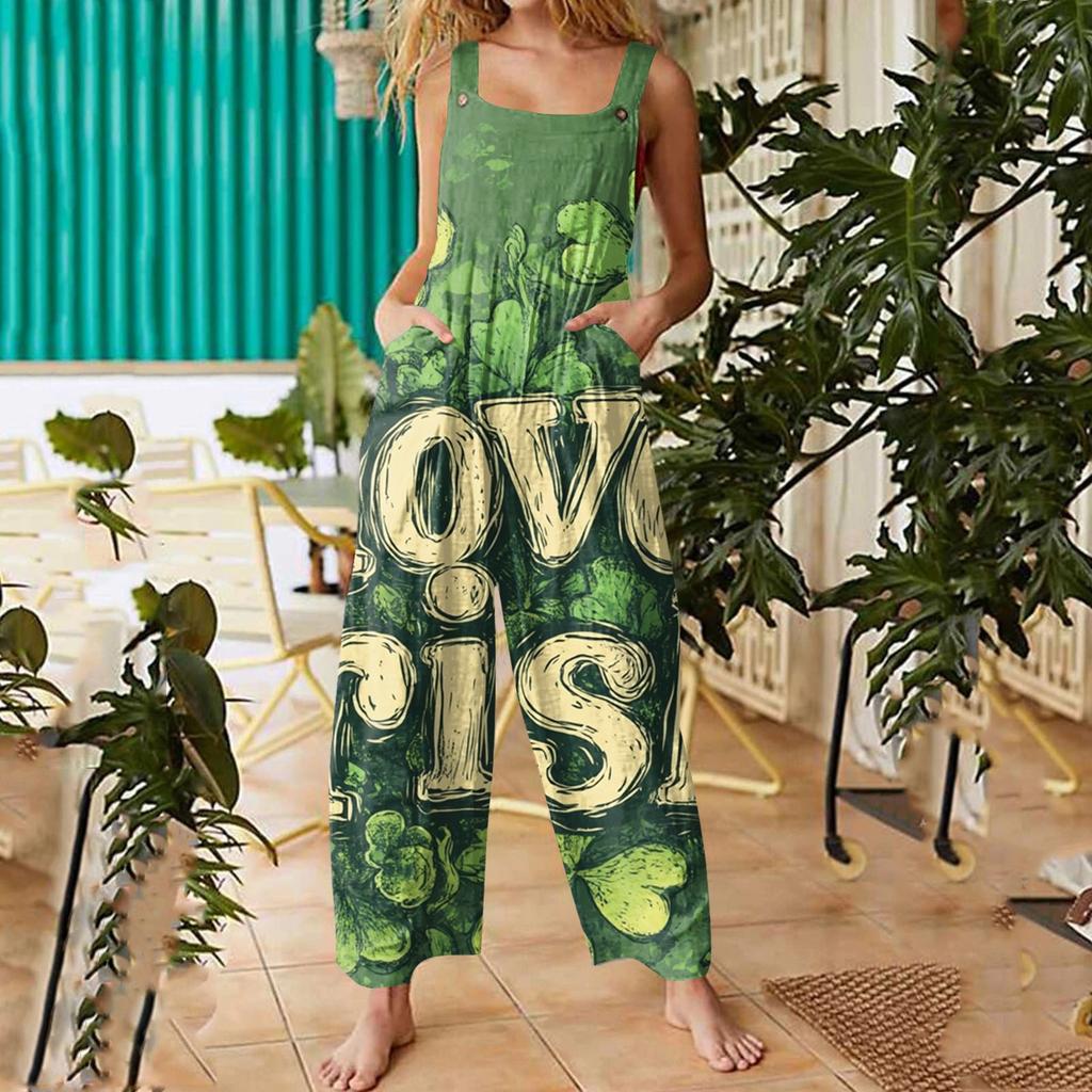 Womens Casual Overalls Jumpsuits Adjustable Straps Sleeveless Summer Cute Comfy Rompers With Pocket