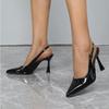 Black Mirror Pointed Toe High Heels Women's Simple Versatile Shoes Fashion Sexy Slingback Shoes Elegant Mules Sandals Female