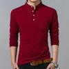 Herren Frühling und Herbst Langarm Einfarbiges T-Shirt Mittel- bis Jungerwachsener Business Casual Poloshirt