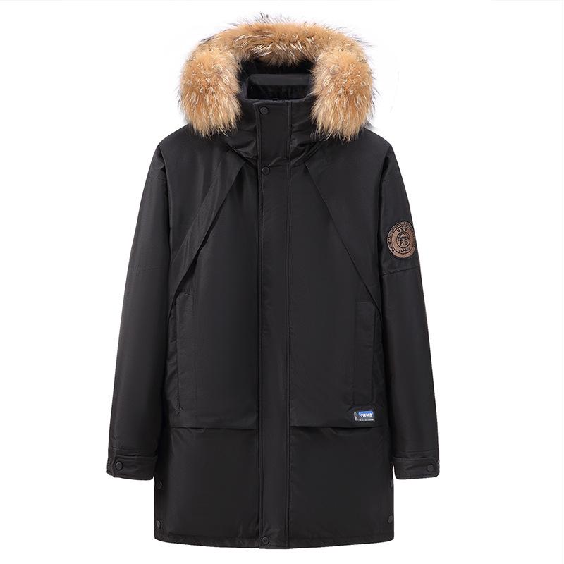 2026 Men's Mid-Length Thickened Winter Down Jacket with Faux Fur