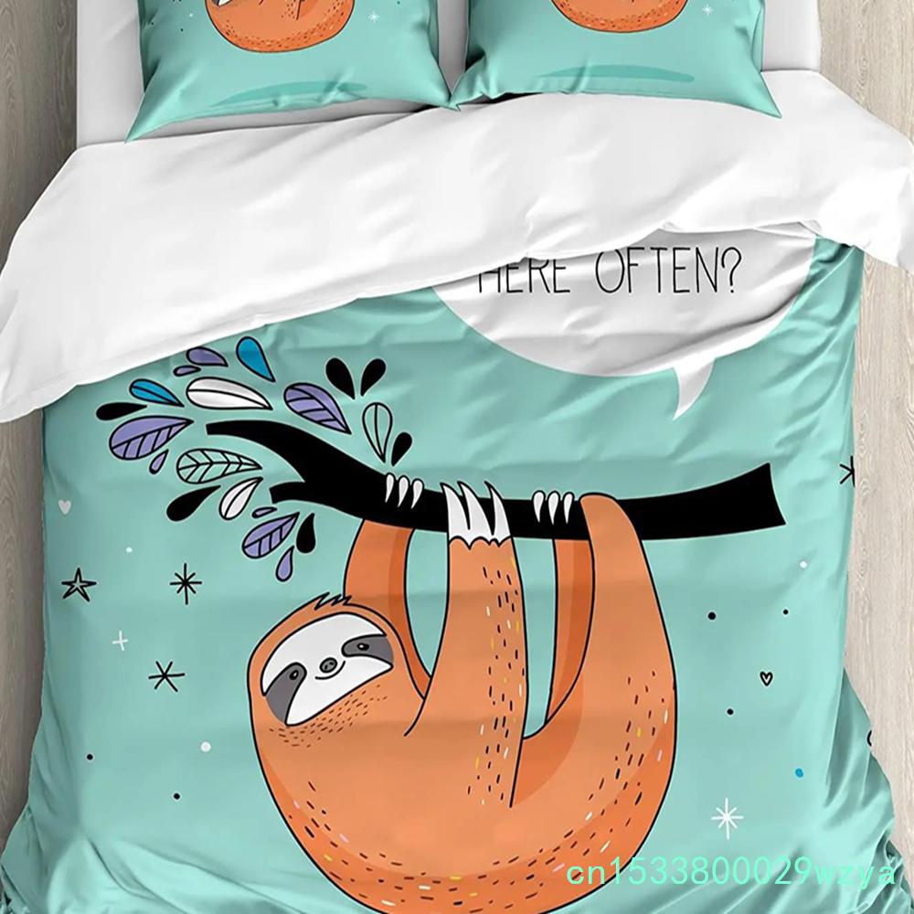 3pcs Bedding Set Cute Animal Sloth Home Textile Duvet Cover Pillow Case Boy Kid Teen Girl Bedding Covers Set