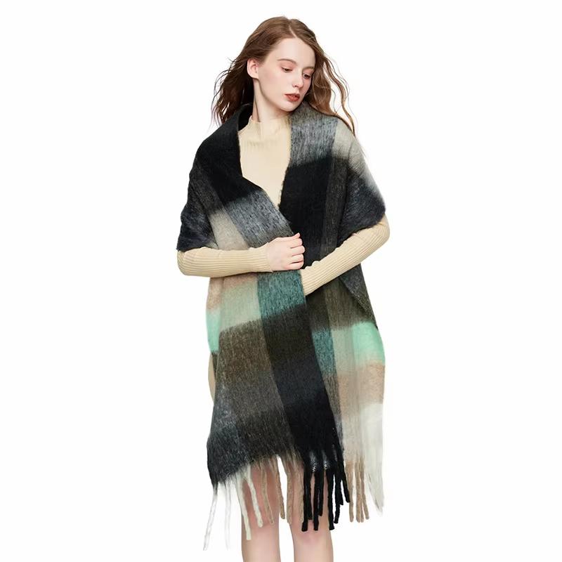 Winter Scarf Men Women Cashmere Warm Rainbow Hairy Pashmina Blanket Wraps Female Thick Soft Bufanda Tassel Shawl Poncho Echarpe