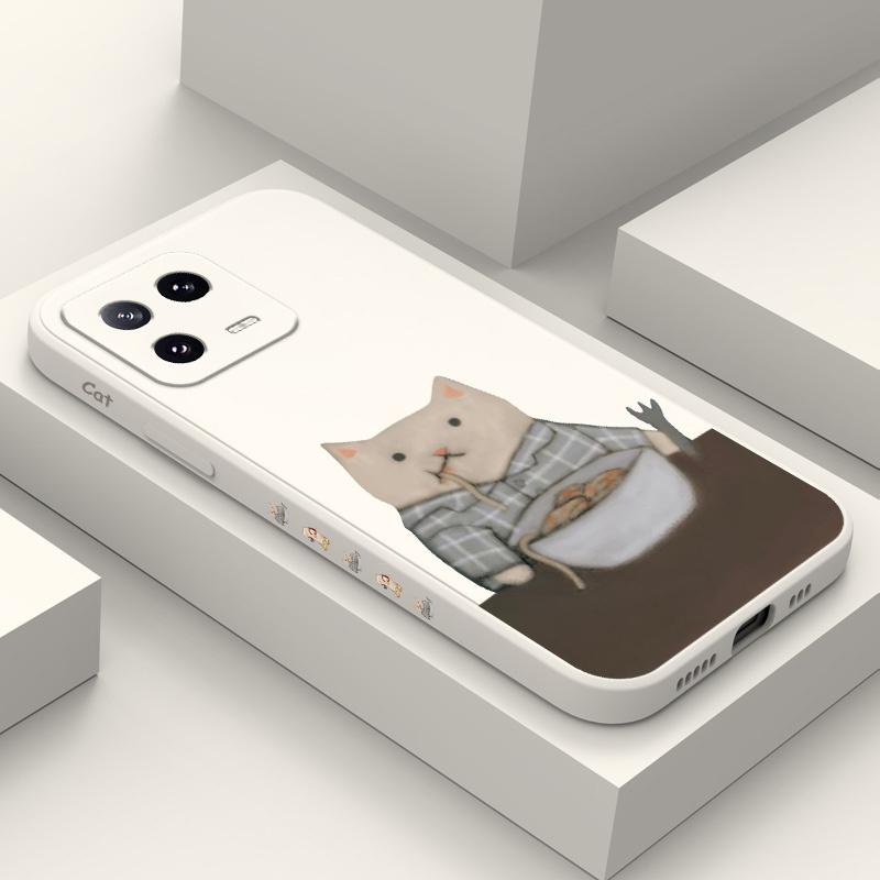 Paper Folding Cat Phone Case For Xiaomi Mi 15 14 14T 13 13T 12 12X 12T 12S 11 11T 10 10T 9 9T Pro Lite Liquid Silicone Cover