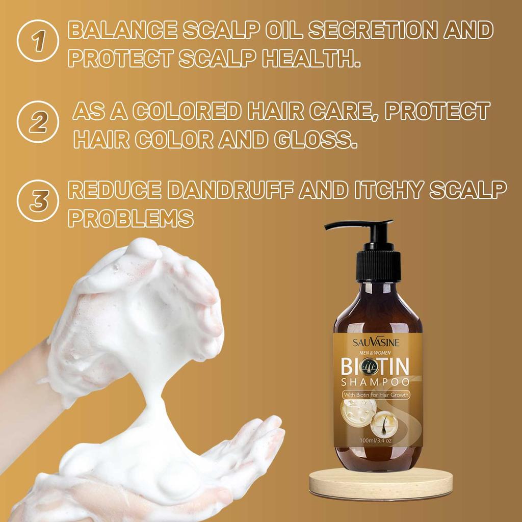 Biotin Hair Growth Shampoo Anti Hair Loss Thickening formula Collagen & Stem Cell For Hair Regrowth Anti Thinning Sulfate Free Anti Dandruff Treatment