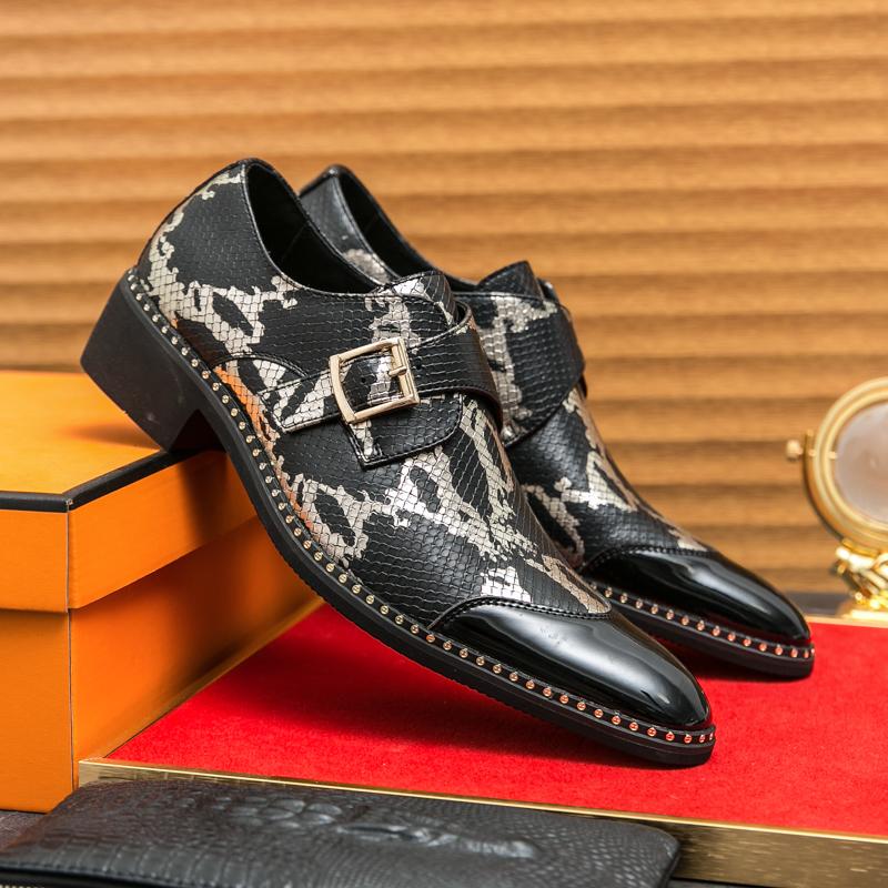 Fashion New Men Fashionable Formal Shoes PU Black Green Side Buckle Casual Business Loafers Designer Barber Shoes Size 38-46 Men Shoes