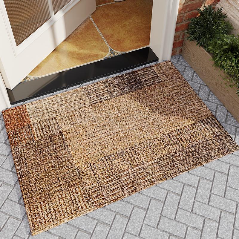Japanese Style Bamboo Cotton Velvet Doormat, Entrance Floor Mat, Water Absorbent & Dust Removal, Non-Slip Rubber Backing