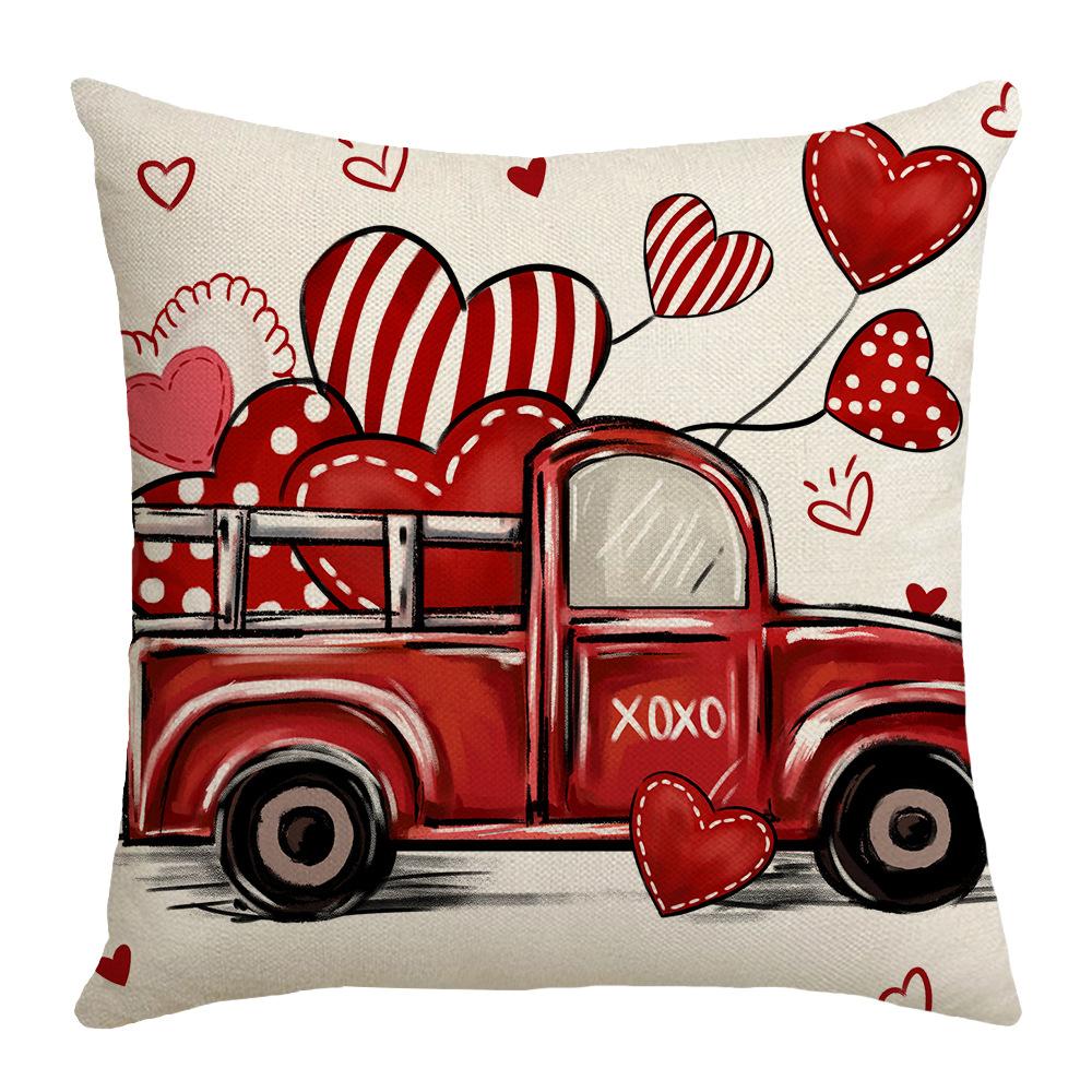 

Новая льняная подушка с принтом на День святого Валентина, украшение для спальни, дивана, подарок, подушка любви, спинка 45 * 45Cm (without core)