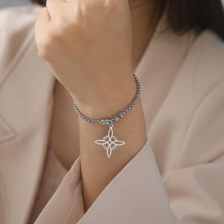 Women Men Bracelets Witch Knot Shaped Stainless Steel Bracelet Adjustable Bangle