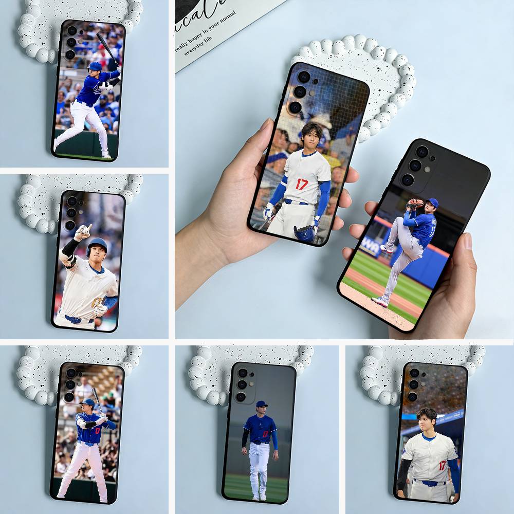 Baseball S-Shohei Ohtani Black Soft Silicone Phone Case for Samsung S25, S24, S21, S22, S23, S30, Ultra, S20, Plus, FE, Lite