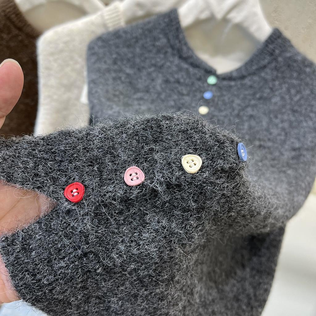 Dimanaf 2025 Autumn Women Sleeveless Vest Sweaters Knitting Colorful Buttons Casual Style Loose Sweater