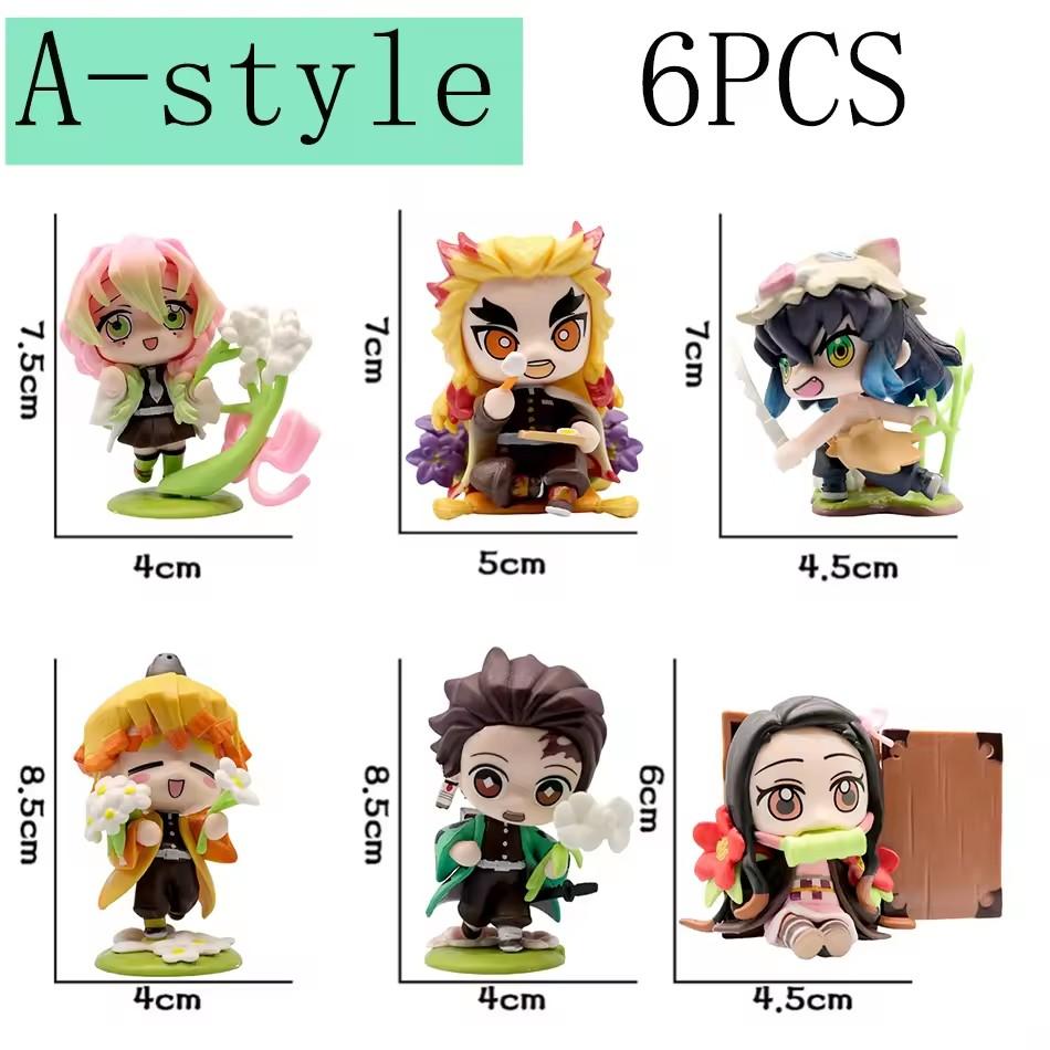 YENİ Q Posket Figür  Demon Slayer Mini Figür 5 Adet 10 Adet 12 Adet 15 Adet Setler Kimetsu No Yaiba Küçük PVC Bebekler Masaüstü kutusu
