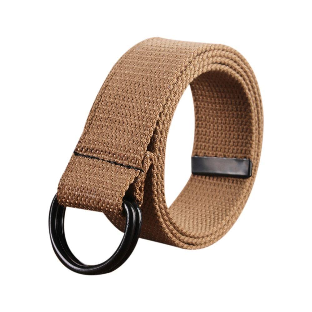 Casual Versatile Black Buckle Nylon Braided Belt Weave Waist Band Canvas Strap Double Ring Waistband