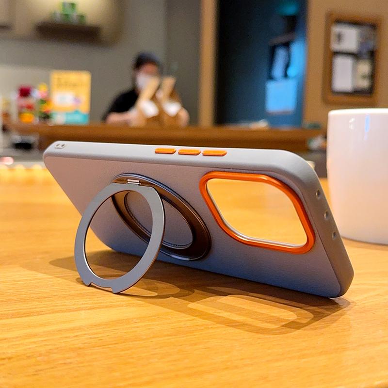 Mit Halter Handyhülle Für OPPO Reno 15 Pro Magnetisches Kabelloses Ladegerät PC Harte Schale Schutz Hülle Einfarbige Stoßfeste Rückseite