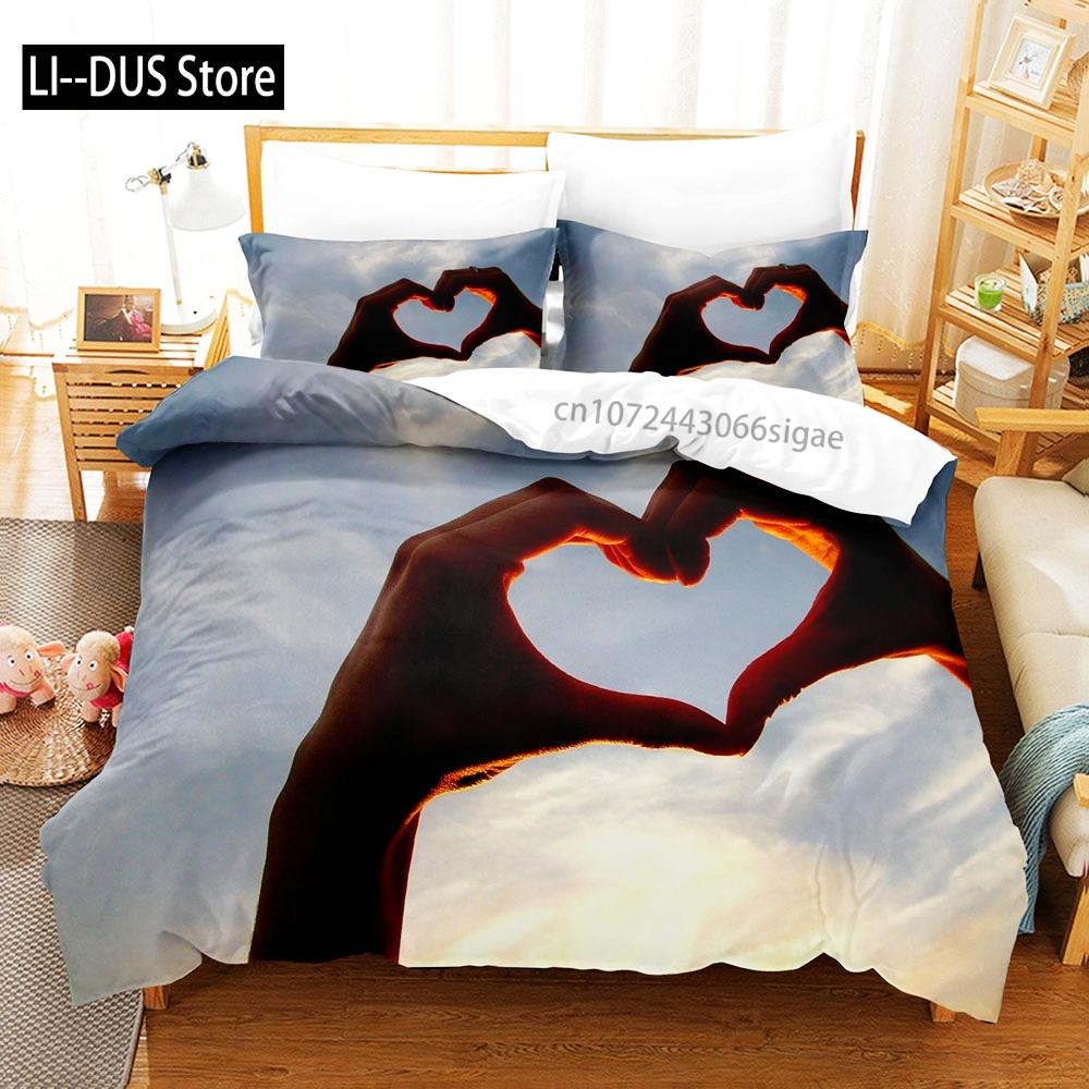Hand Bedding Set Single Twin Full Queen King Size You And Me Hands Bed Set Aldult Kid Kawaii Duvetcover Sets 3D 006