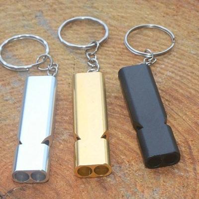 Portable Aluminum Alloy Keychain Double Tube Life Whistle Is A Convenient and Practical Outdoor Survival Tool for Small Items