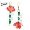 Lotus Flower Earrings 1 Pair for Women Vintage 3D Pink Dangle Pearl Drop Earring Faux Crystal Floral Jewelry Hanfu Cosplay Accessories Fashion Face