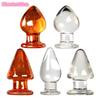 Glass Anal Plugs Large 5.5cm Transparent/Golden SM BDSM Adult Sex Toys Unisex Lesbian Gay Anal Masturbator Stimulation