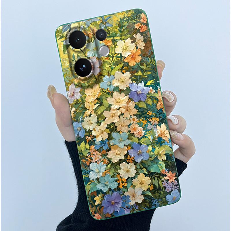 For Vivo V60 Phone Case V2511 Cover Fashion Simplicity Flowers Soft Liquid Silicone Shell For Vivo V 60 VivoV60 5G 2025 Fundas