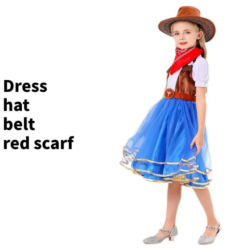 Girl Halloween Princess Denim Dress Costume Sets Party Show Clothes Cosplay