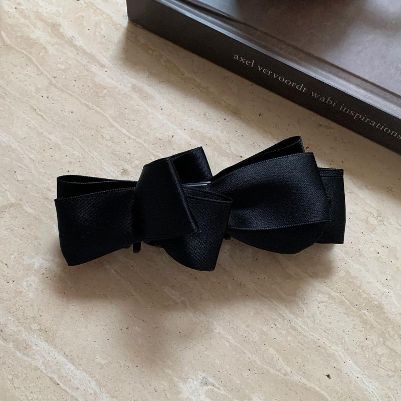 High Ponytail Vertical Clip Hair Claw High-end Hair Accessories For Women Retro Satin Bow Banana Clip Hairpin Back Of The Head