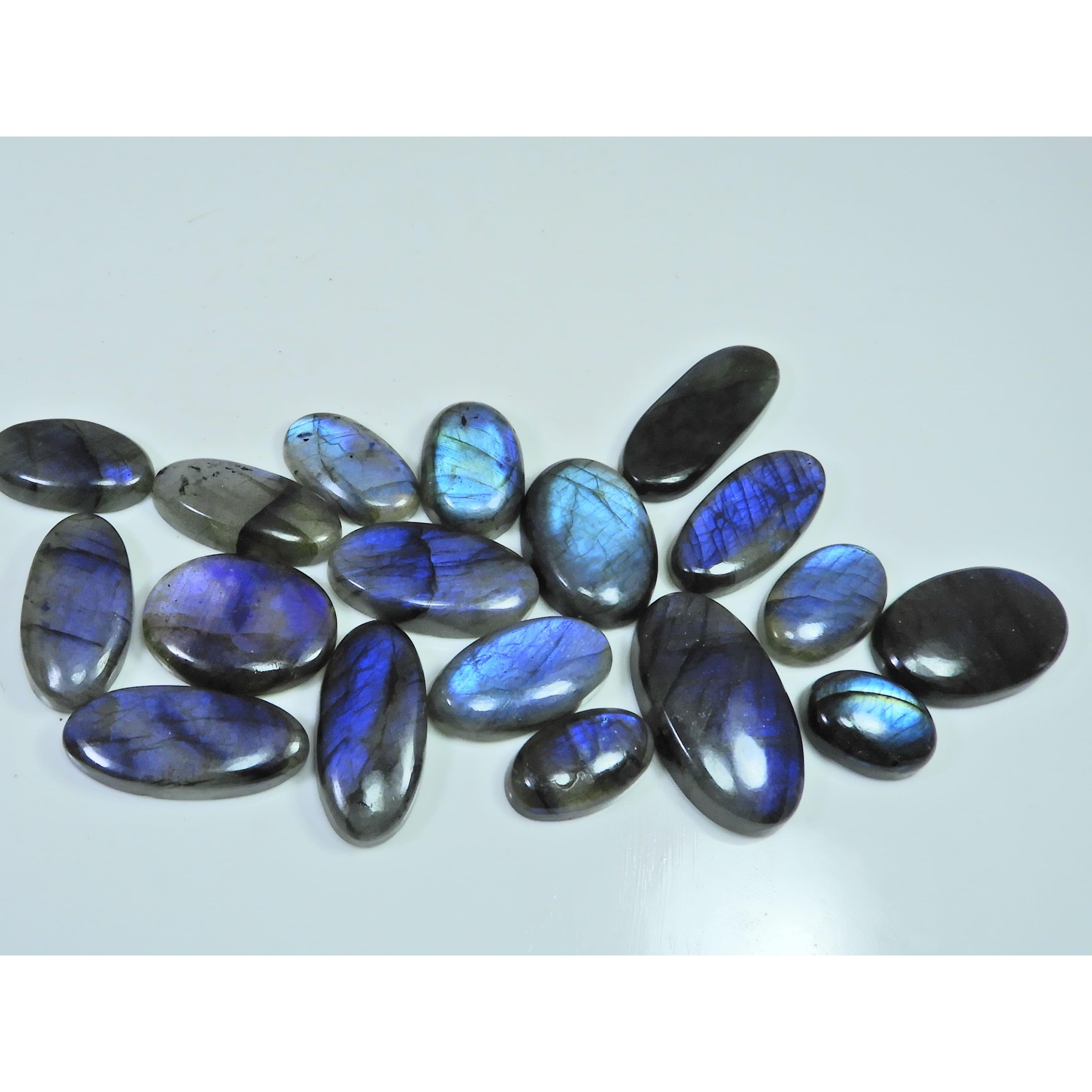 

378Cts.Natural Labradorite Blue Flash Oval Cabochon Loose Gemstone 18Pcs Lot LL-1016