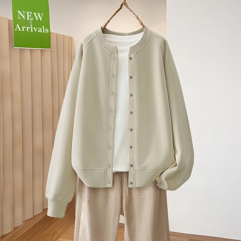 

Women s Loose Fit Round Neck Baseball Jacket One Size