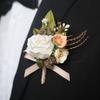 Zestaw Kwiatów Ślubnych Pąki Róż, Bukiet na Nadgarstek dla Panny Młodej Druhny i butonierka dla Pana Młodego Drużby, Sztuczne Jedwabne Kwiatowe Akcesoria Imprezowe