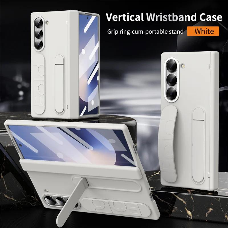 Pulseira Antiperda Business Suporte Oculto Capa Dobrável para Celular para Samsung Galaxy Z Fold 8 7 6 5 4 3 Proteção de Tela Capa Anti-queda