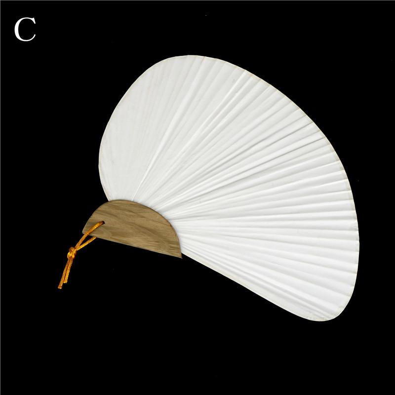 Practical Three Type Fan With Bamboo Handle Blank Paper Fan