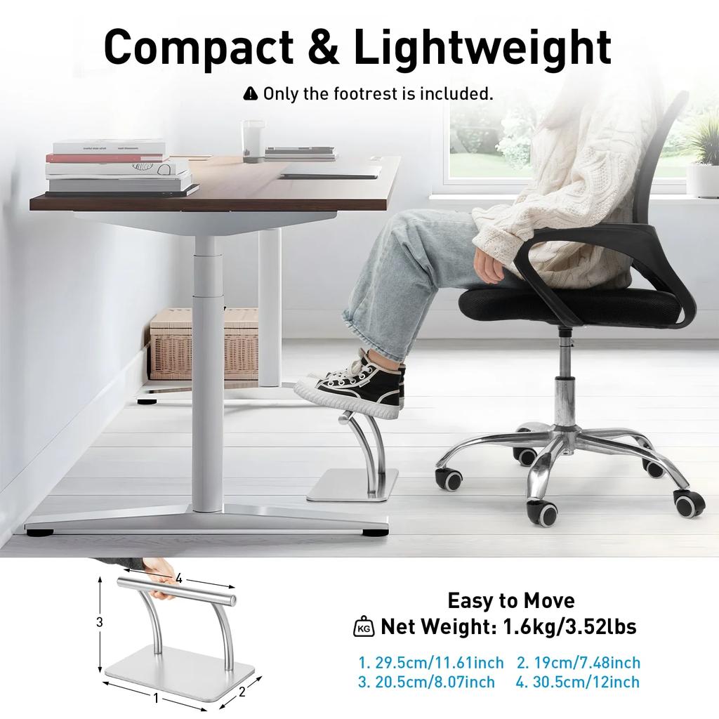 Stainless Steel Foot Rest for Under Desk at Work, Salon Footrest for Barber Chair,Under Desk Footrest for Home Office Barbershop