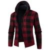 Winter Men'S Fleece Thickened Hooded Padded Jacket Men'S Zipper Padded Jacket Loose Plaid Jacket