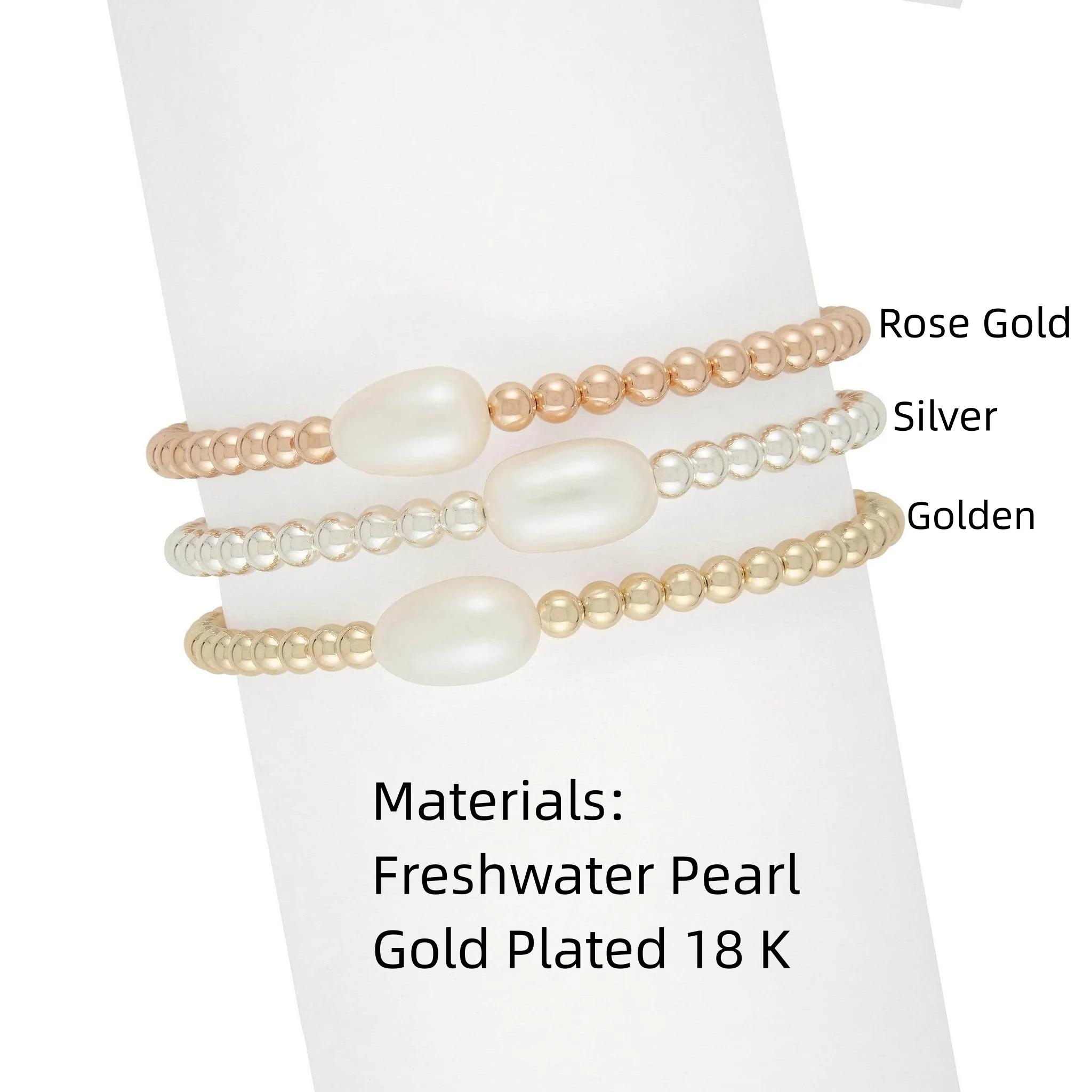 

Vlen Natural Pearl Bracelet for Women Jewelry High Quality Gold Plated 18 K Beaded Bracelets Minimalist Girl Gift розового золота
