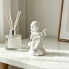 2 Pcs Mini Cupid Figurine Small Resin Cherubs Playing Musical Instrument Statue Miniature Decorative White Angel Ornament for Home Office Tabletop