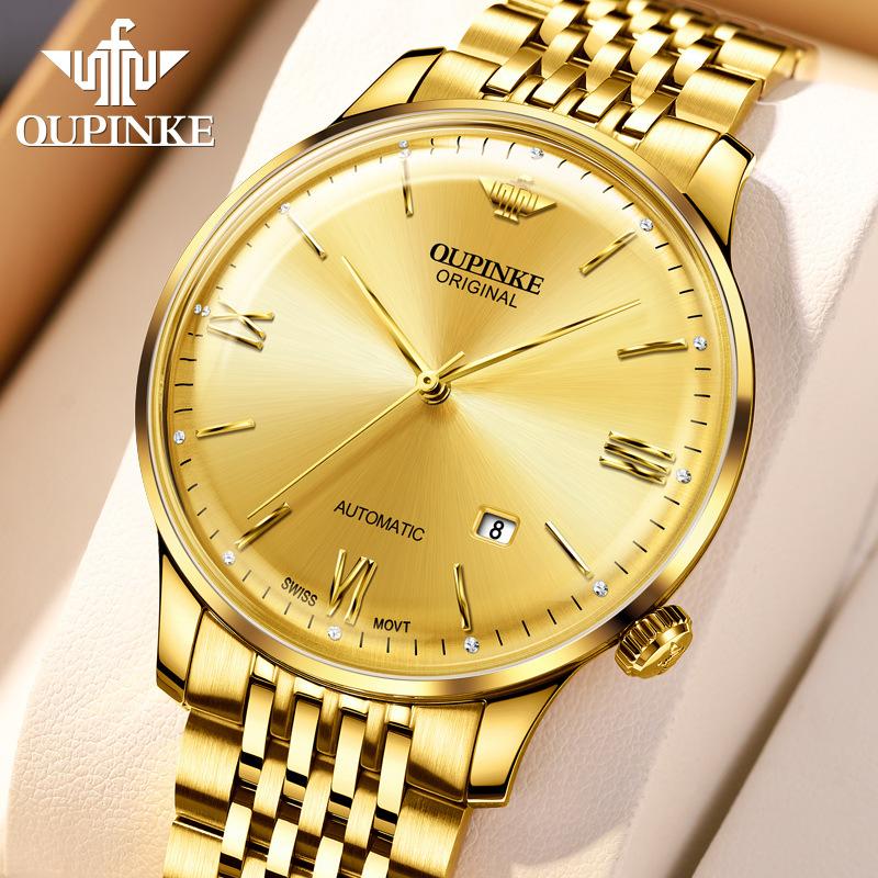 

OUPINKE Мужские часы Бизнес-кэжуал Двойного назначения Водонепроницаемые Механические Часы высокого класса