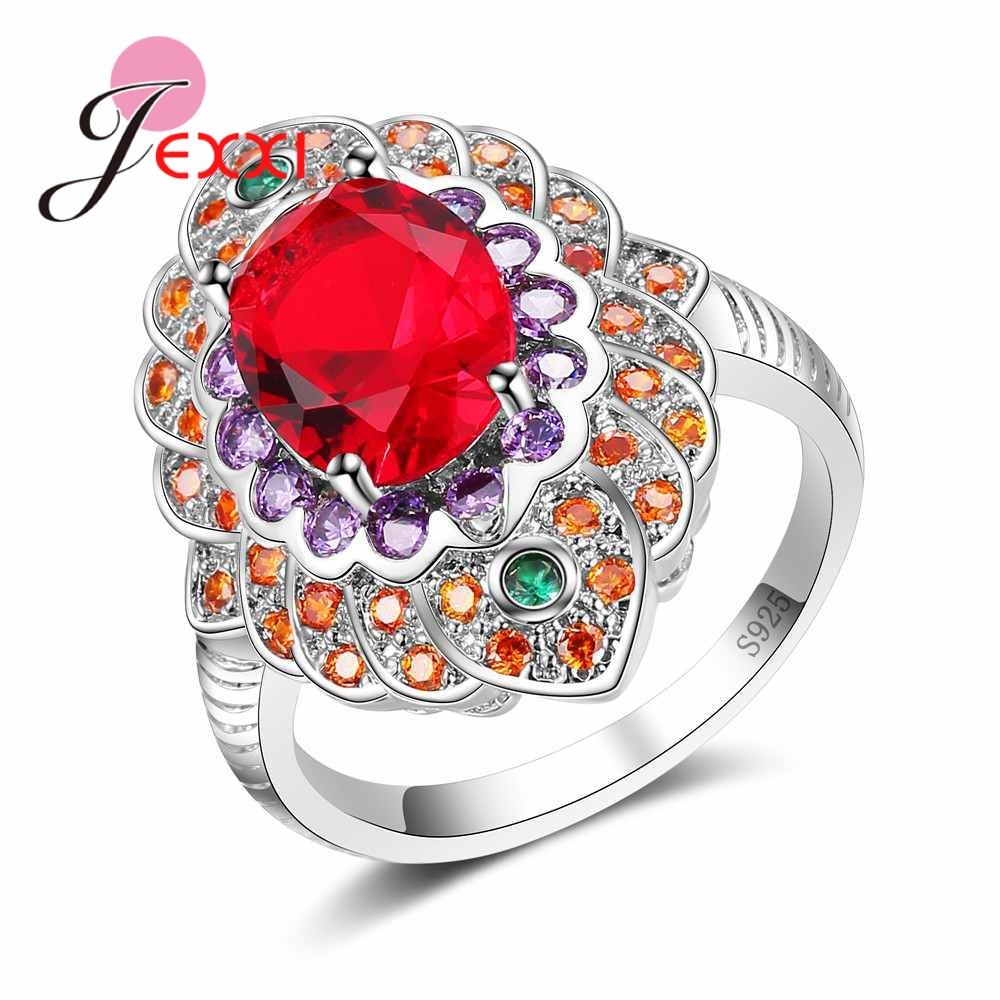 

Bohemia Style Fashion Colorful CZ Party Wedding Rings For Women Gift 925 Sterling Silver Anniversary Engagement Ring 6