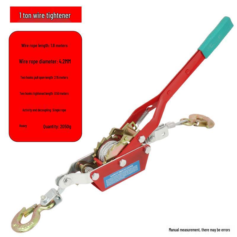 Manual Ratchet Steel Wire Rope Tensioner with Double Hooks for Trucks