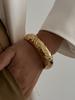 SHIXIN Hip Hop Smooth Gold Color Open Spring Bangles for Women Irregular Geometry Wide Cuff Bracelet Luxury Jewelry Unisex Men