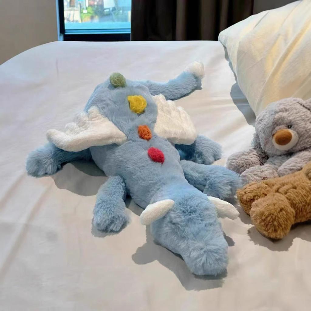 Adorable peluche Dragon Céleste, douce et mignonne, un long oreiller pour enfants, disponible en rose, bleu et vert.