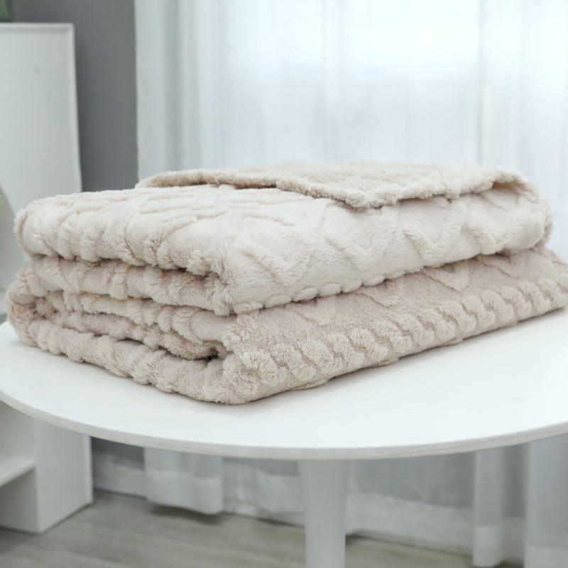 Autumn and Winter New High-gram Single-layer Double-sided Jacquard Tafu Fleece Shu Cotton Fleece Multi-functional Blankets