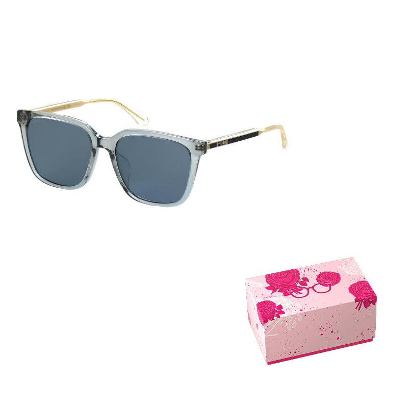 Gucci Plate Square Classic Youth Streetwear Sunglasses Sheer Temples Square Plate Frame Square Sunglasses Unisex Couple Style