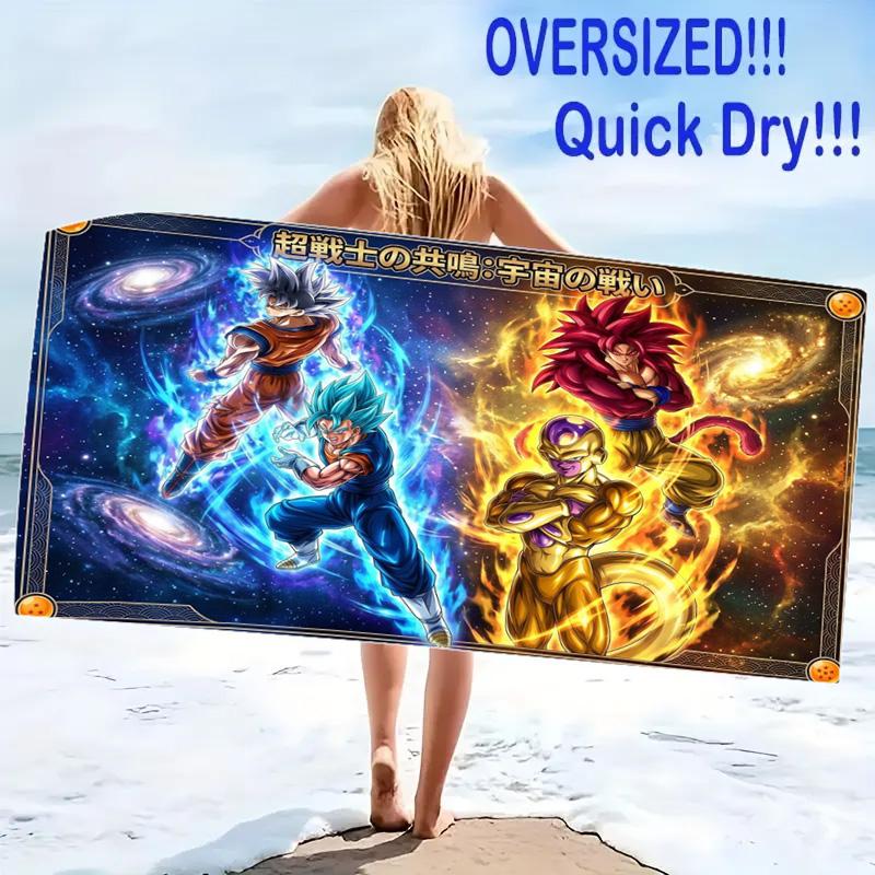 Son-Goku Print Beach Towel, Large Soft Quick Dry Towel for Beach Camping Swimming