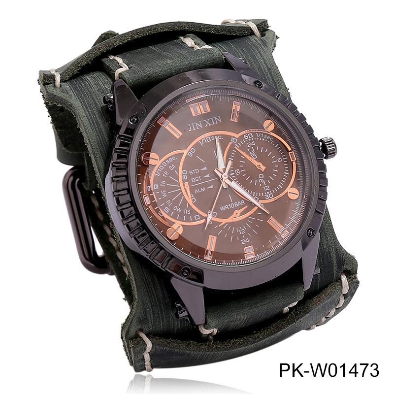 Vintage Watches Men Genuine Leather Pointer Belt Strap Punk Watch Wide Cowhide Bracelet & Bangles For Women Male Jewelry