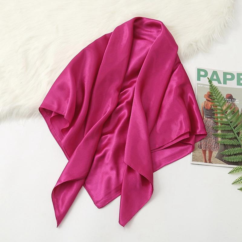 90*90cm Big Size Headwraps Solid Colors Neckerchief Hijab Women Satin Headband Hair Scarves Female Shawls Head Scarfs for Ladies