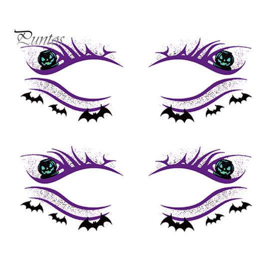 Cosmetic Transfers for Adults 2 Pairs Halloween Eye Tattoo Stickers, Waterproof Temporary Face Decals with Ghostly Decorations Pumpkin Bat Spider Web,