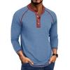 Men's Long Sleeve Henry Neck T-Shirt Fashion Sports Business Casual Tees Tops Man