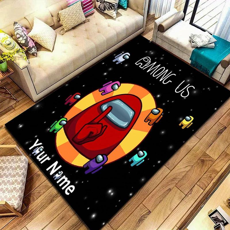 Among Us Custom Name Carpet Rug for Living Room Bedroom Home Sofa Decoration,Kids play Non-slip Floor Mat