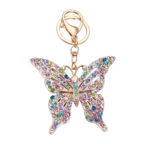 

Keychain Pendant Colorful Rhinestones Inlaid Shining Butterfly Design Key Chain with Lobster Clasp Bag Charm Backpack Accessory різнокольоровий