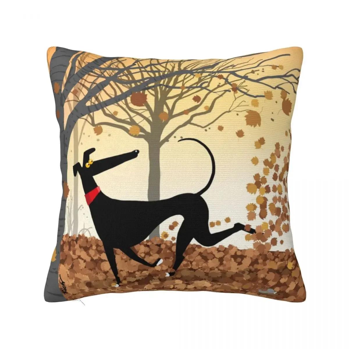 

Autumn Hound Square Pillow Covers Polyester Room Greyhound Whippet Lurcher Dog Cushion Cover Cute Throw Pillow Case 50x50cm