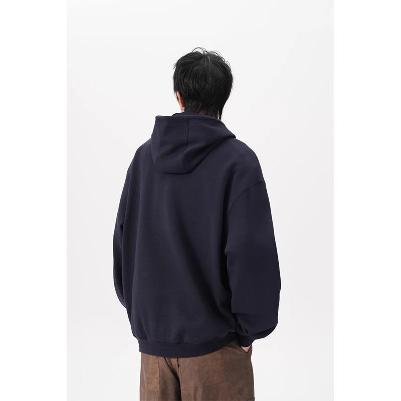 Men's Plus Size Fleece-Lined Button Hoodie - Oversized, Thickened Long Sleeve for Autumn/Winter